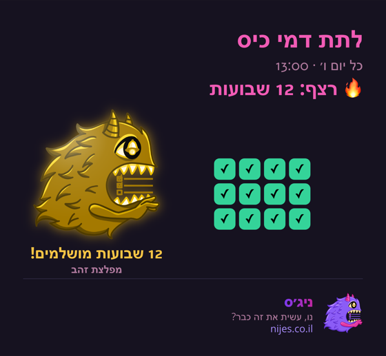 כרטיס שיתוף עם מפלצת זהב על רצף מושלם