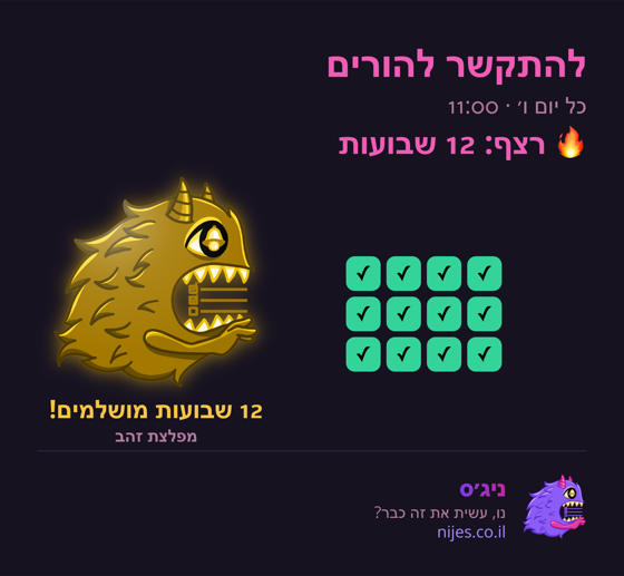 כרטיס שיתוף עם מפלצת זהב על רצף מושלם