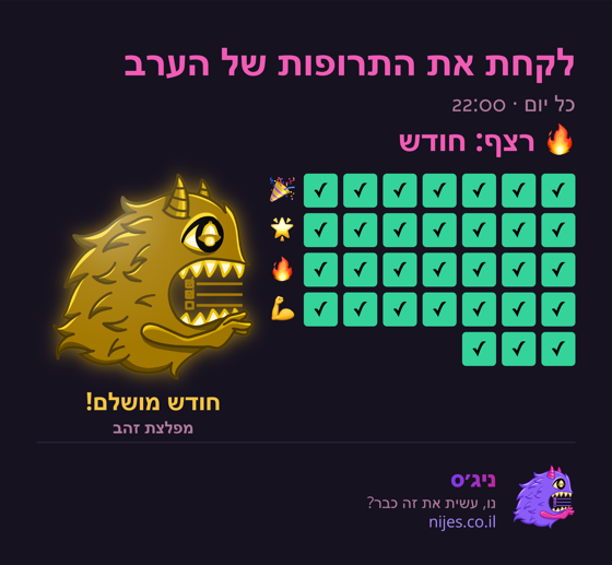 כרטיס שיתוף עם מפלצת זהב על רצף מושלם