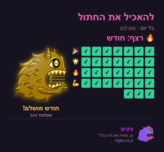 כרטיס שיתוף עם מפלצת זהב על רצף מושלם