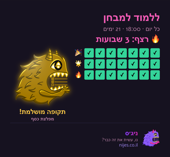 כרטיס שיתוף עם מפלצת זהב על רצף מושלם