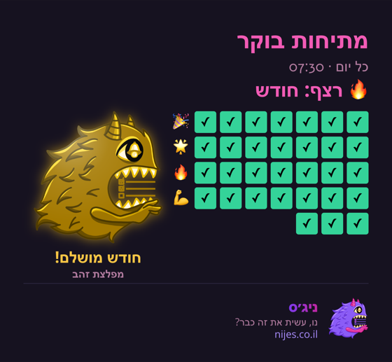כרטיס שיתוף עם מפלצת זהב על רצף מושלם