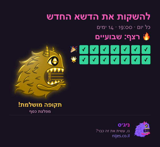 כרטיס שיתוף עם מפלצת זהב על רצף מושלם