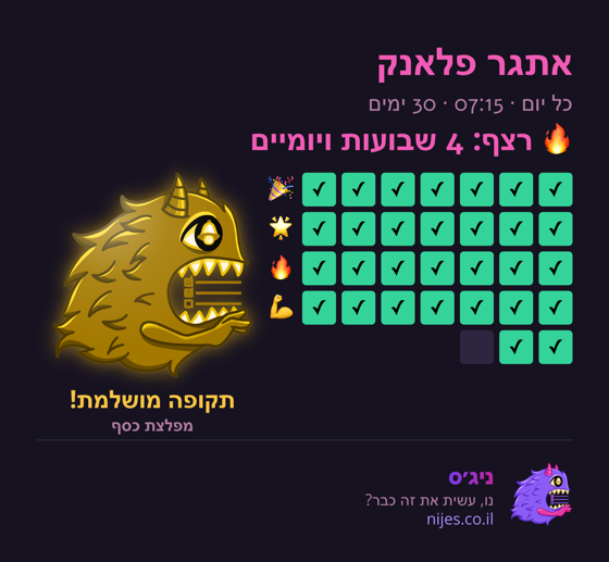 כרטיס שיתוף עם מפלצת זהב על רצף מושלם
