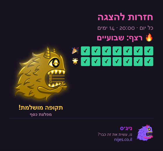 כרטיס שיתוף עם מפלצת זהב על רצף מושלם