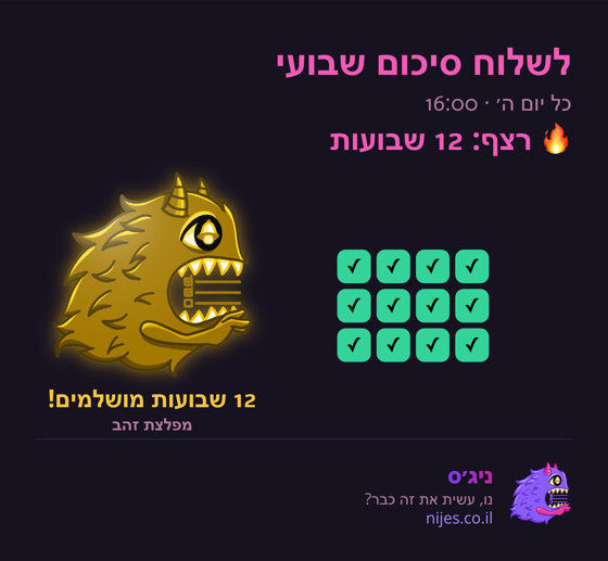 כרטיס שיתוף עם מפלצת זהב על רצף מושלם